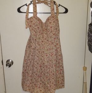 Beige floral halter top dress